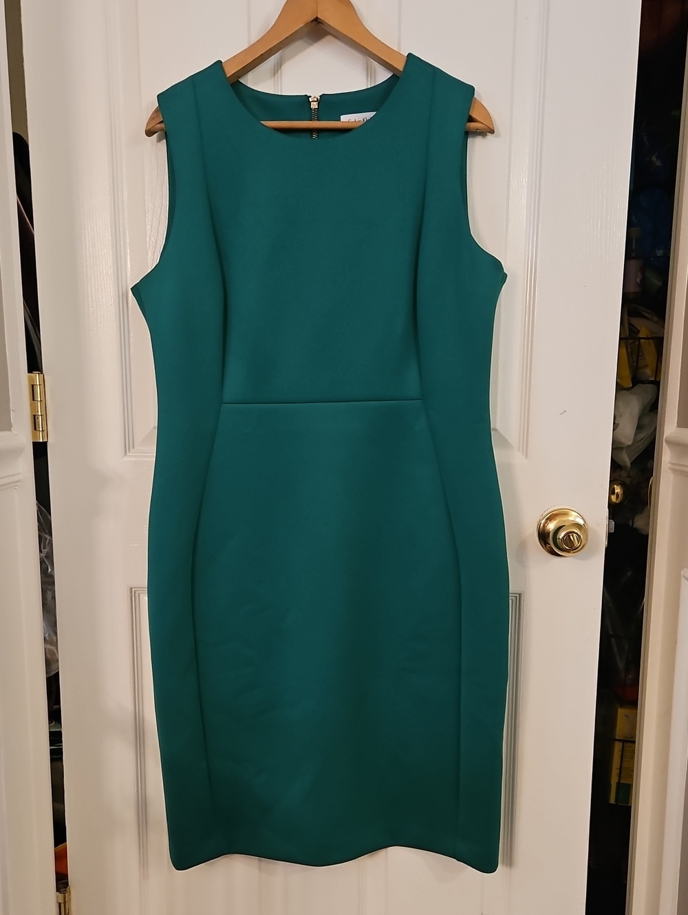 Calvin Klein Green Sleeveless Midi Sheath Dress
